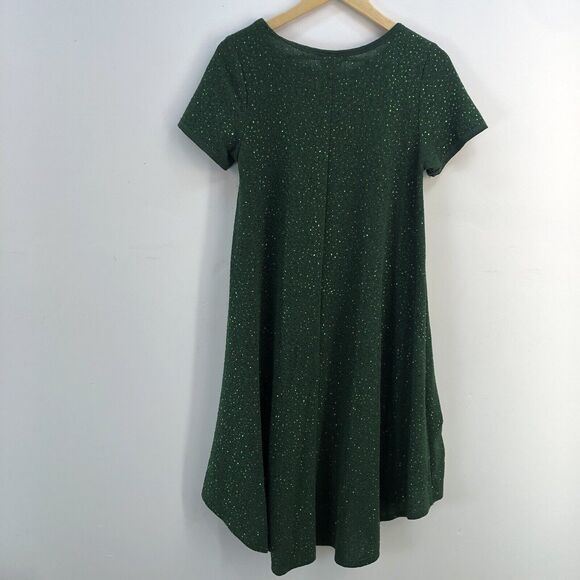 CHRISTMAS WOMEN DRESS Green Holiday Sparkly Dress LuLaRoe Carly Hi/Low XSmall - Picture 7 of 9